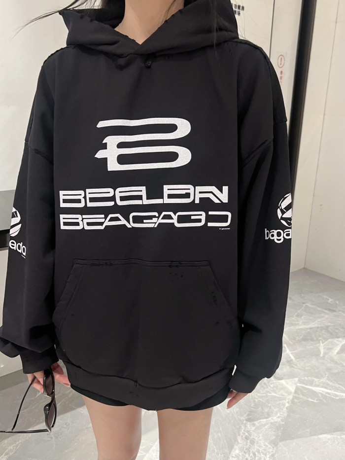 NIGO Balenciaga Women's Spring And Autumn Cotton AI Printed Solid Color Long Sleeve Loose Hoodie Sweatshirt #nigo71525