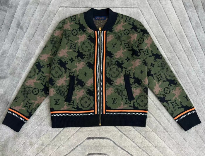 NIGO Louis Vuitton Men's Spring Autumn Solid Color Jacquard Pattern Sheep Wool Pilot Knit Long Sleeve Coat Jacket #nigo71534