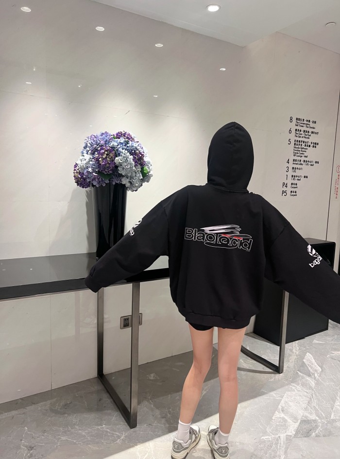 NIGO Balenciaga Women's Spring And Autumn Cotton AI Printed Solid Color Long Sleeve Loose Hoodie Sweatshirt #nigo71525