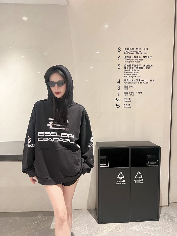 NIGO Balenciaga Women's Spring And Autumn Cotton AI Printed Solid Color Long Sleeve Loose Hoodie Sweatshirt #nigo71525
