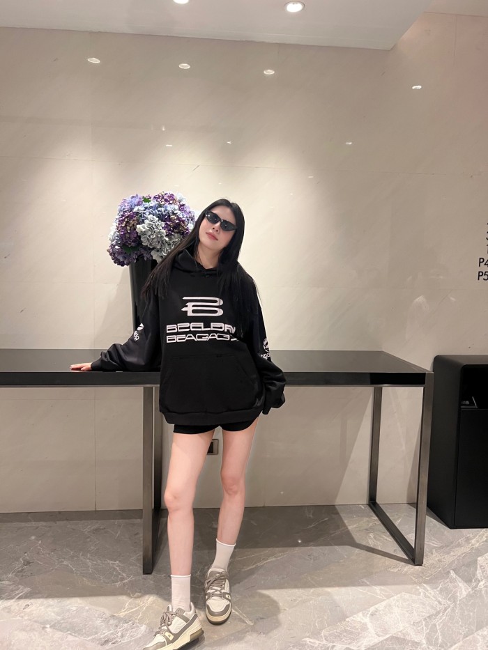 NIGO Balenciaga Women's Spring And Autumn Cotton AI Printed Solid Color Long Sleeve Loose Hoodie Sweatshirt #nigo71525