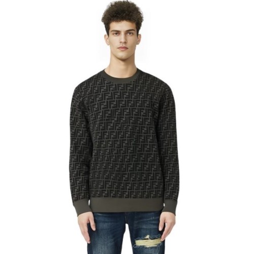 NIGO Fendi Men's Spring and Autumn Black Letter Logo Full Print Knit Pullover Long Sleeve Sweater #nigo98165