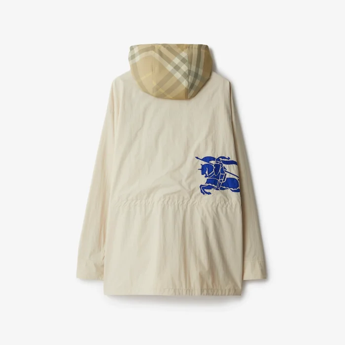 NIGO Burberry Women's Spring And Autumn Solid Color Check Hooded Nylon Long Sleeve Fitted Coat Jacket #nigo71545