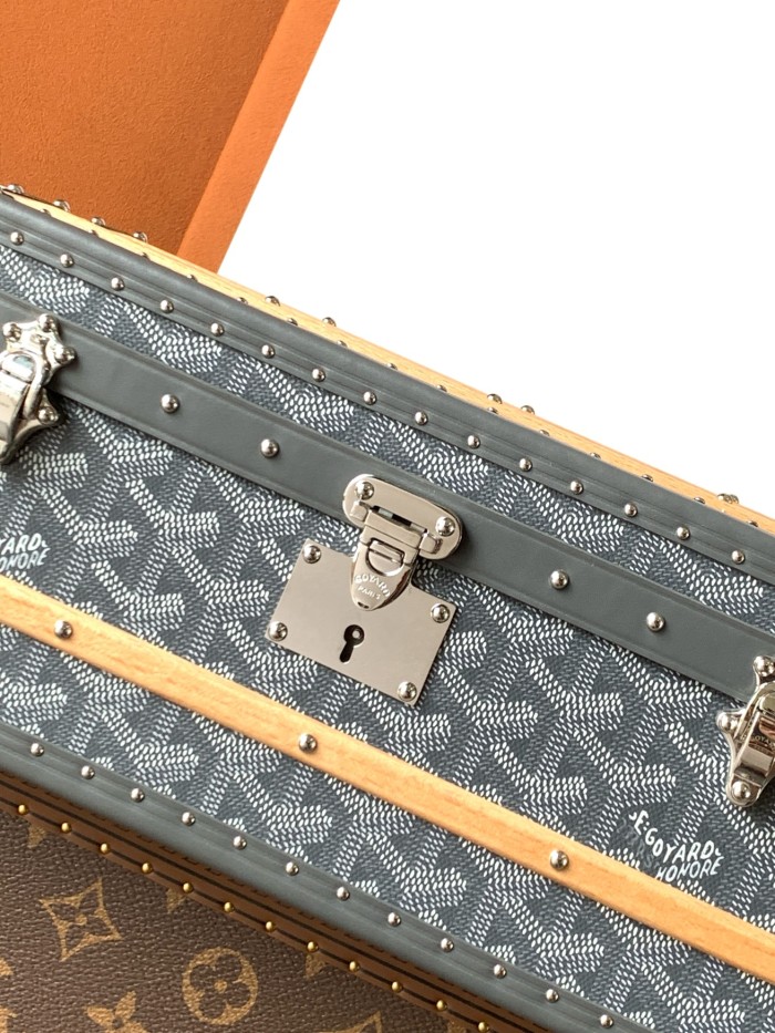 NIGO GOYARD Vintage Old Flower Canvas Patchwork Cowhide 352 Series Hard Case Casual Solid Color Storage Boxes #nigo71539