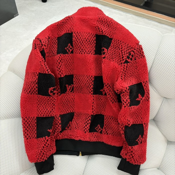 NIGO Louis Vuitton Men's Fall And Winter Plaid Lapel Zipper Fitted Damier Suede Drawstring Long Sleeve Waist Jacket #nigo71538