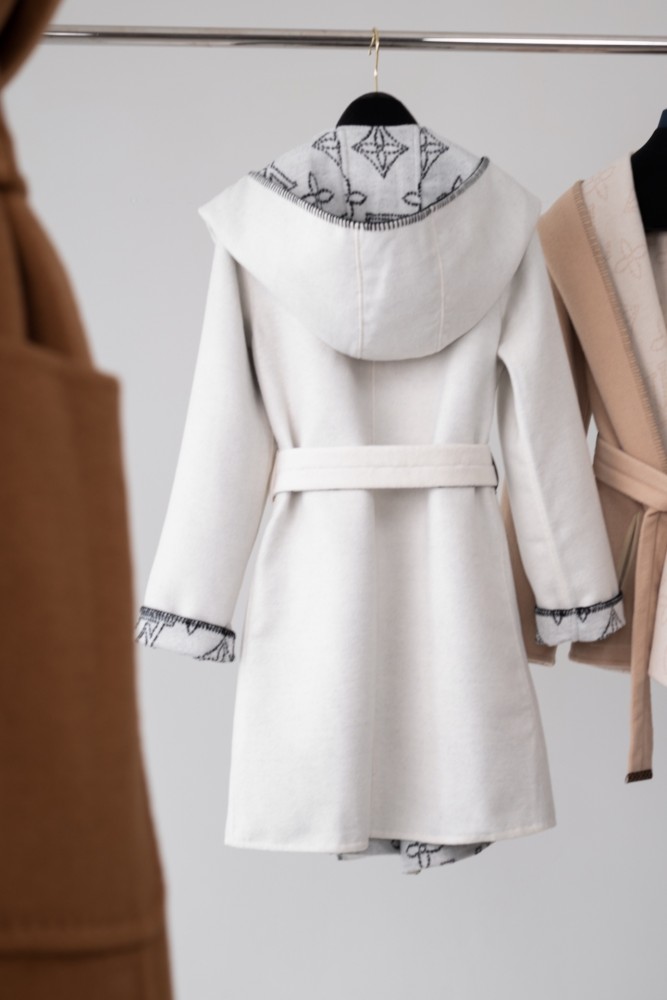 NIGO Louis Vuitton Women's Autumn Solid Color Wool Reversible Wrapped Long Sleeve Lace-Up Straight Coat Jacket #nigo71541