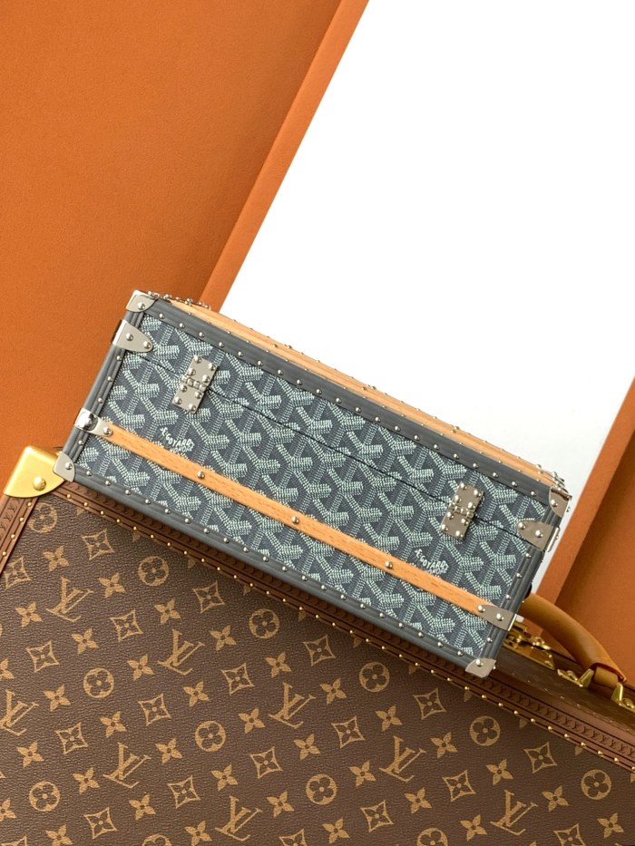 NIGO GOYARD Vintage Old Flower Canvas Patchwork Cowhide 352 Series Hard Case Casual Solid Color Storage Boxes #nigo71539