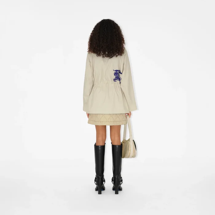 NIGO Burberry Women's Spring And Autumn Solid Color Check Hooded Nylon Long Sleeve Fitted Coat Jacket #nigo71545