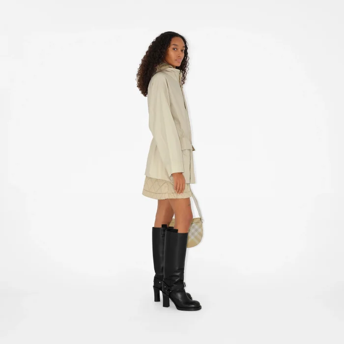 NIGO Burberry Women's Spring And Autumn Solid Color Check Hooded Nylon Long Sleeve Fitted Coat Jacket #nigo71545
