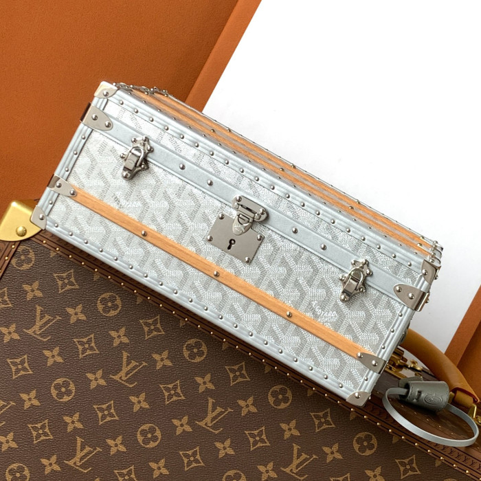 NIGO GOYARD Vintage Old Flower Canvas Patchwork Cowhide 352 Series Hard Case Casual Solid Color Storage Boxes #nigo71539