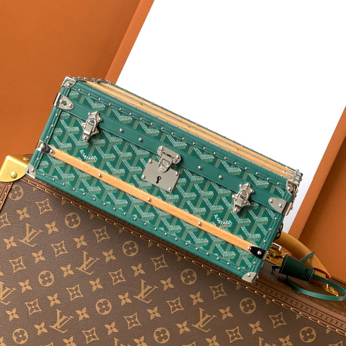 NIGO GOYARD Vintage Old Flower Canvas Patchwork Cowhide 352 Series Hard Case Casual Solid Color Storage Boxes #nigo71539