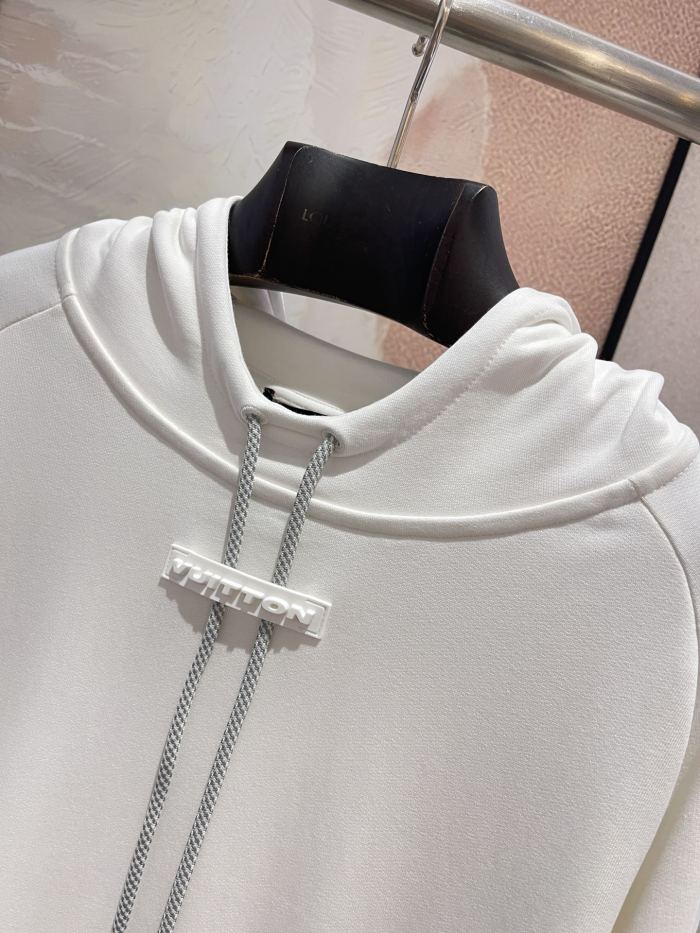 NIGO Louis Vuitton Men's Fall/Winter White Hooded Drawstring Logo Long Sleeve Sweatshirt Pullover #nigo72888