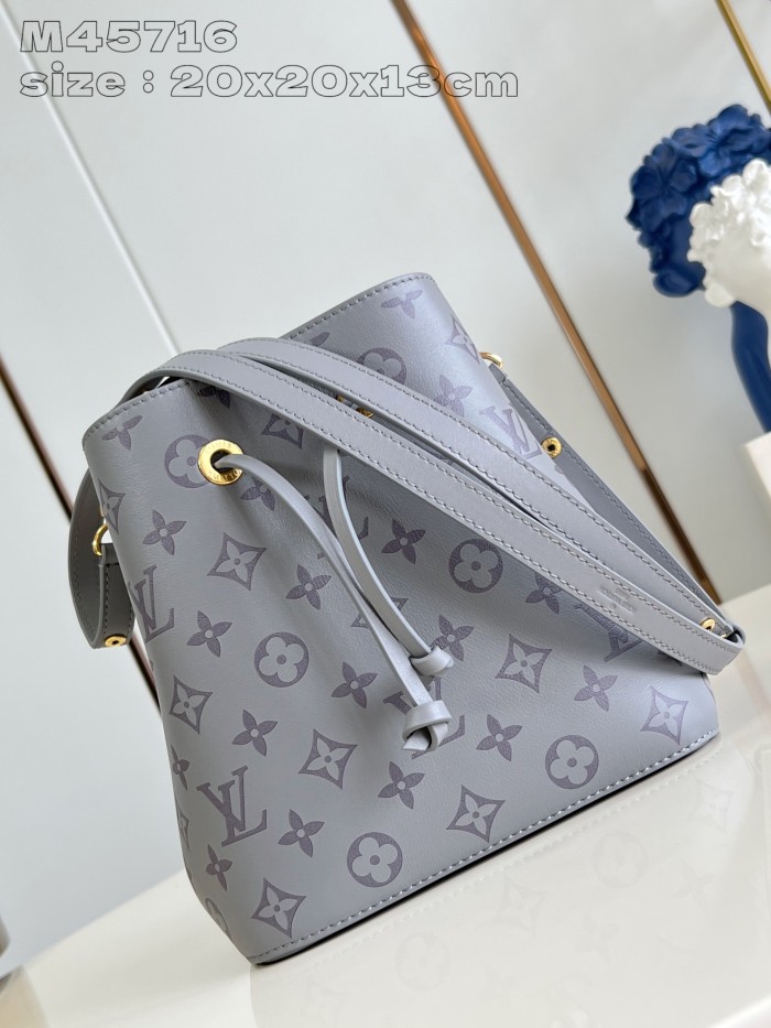 NIGO Louis Vuitton Women's Gray Letter Drawstring Closure Calfskin Shoulder Crossbody Handbag Bag Bags #nigo72882