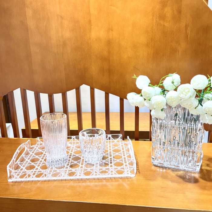 NIGO Dior Rattan Grid Acrylic Resin Tray Storage Sundries Classic Black Transparent Color Shelves Cup Holder Home Use  Accessories #nigo71567