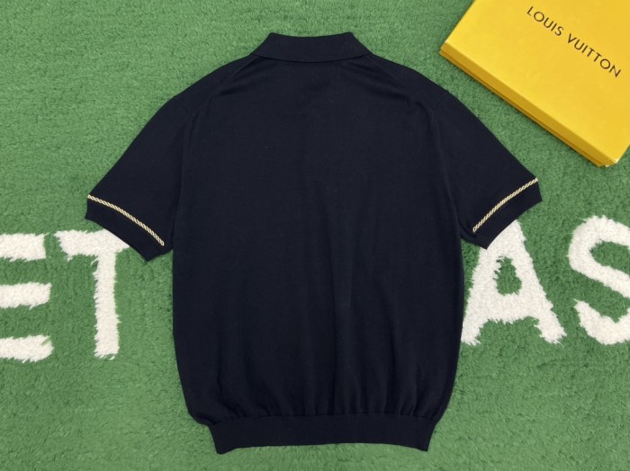 NIGO Louis Vuitton Men's Summer Short Sleeve Polo Shirt Navy Stripe Pattern T-Shirt #nigo72891