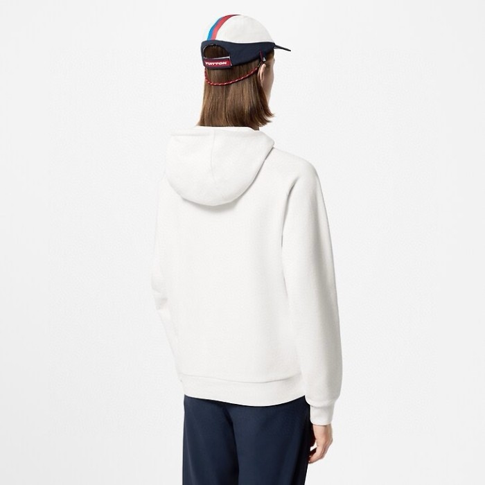 NIGO Louis Vuitton Men's Fall/Winter White Hooded Drawstring Logo Long Sleeve Sweatshirt Pullover #nigo72888