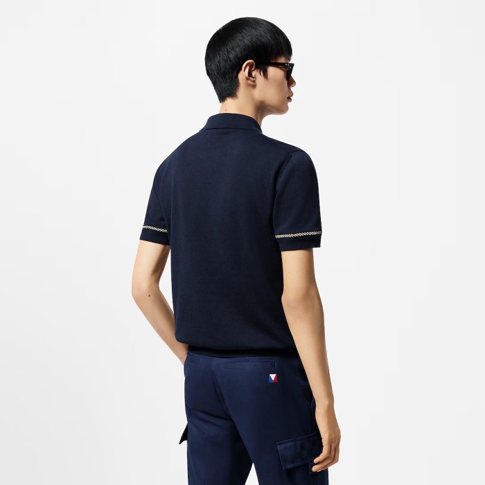 NIGO Louis Vuitton Men's Summer Short Sleeve Polo Shirt Navy Stripe Pattern T-Shirt #nigo72891
