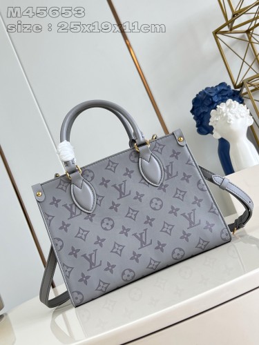 NIGO Louis Vuitton ONTHEGO Women's Gray Letter Logo Printed Leather Tote Bag Shopper Tote Handbags Bags #nigo72883