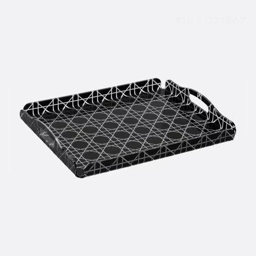 NIGO Dior Rattan Grid Acrylic Resin Tray Storage Sundries Classic Black Transparent Color Shelves Cup Holder Home Use  Accessories #nigo71567
