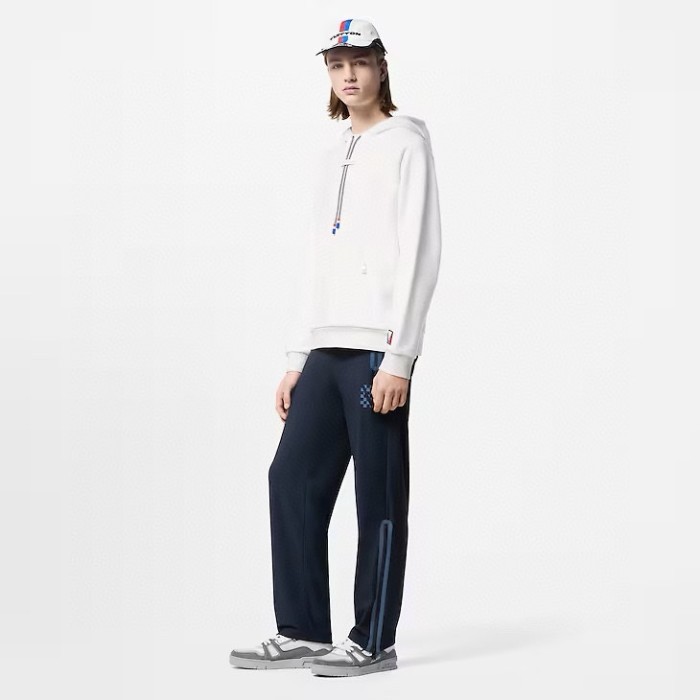 NIGO Louis Vuitton Men's Fall/Winter White Hooded Drawstring Logo Long Sleeve Sweatshirt Pullover #nigo72888