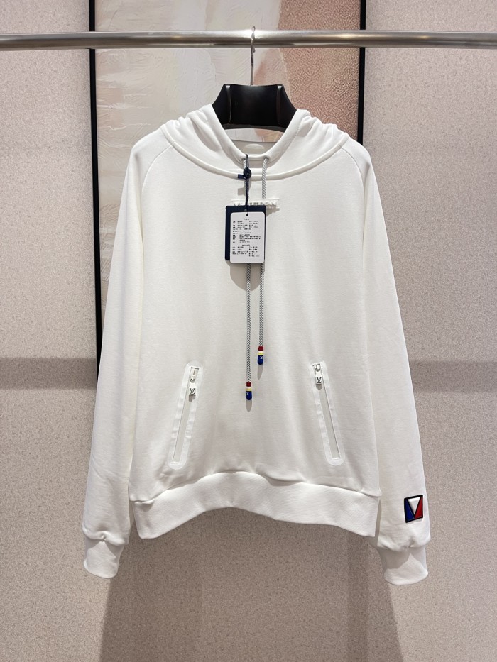 NIGO Louis Vuitton Men's Fall/Winter White Hooded Drawstring Logo Long Sleeve Sweatshirt Pullover #nigo72888
