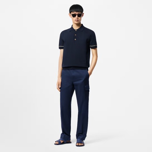 NIGO Louis Vuitton Men's Summer Short Sleeve Polo Shirt Navy Stripe Pattern T-Shirt #nigo72891