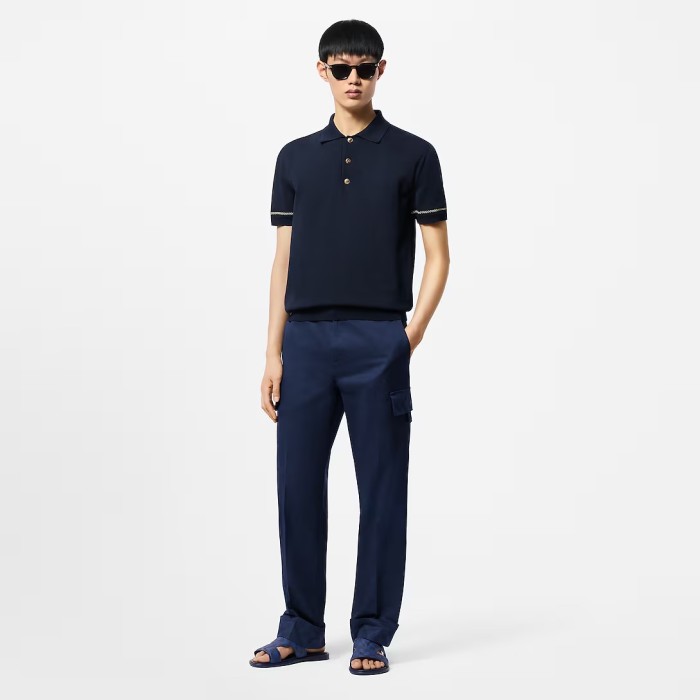 NIGO Louis Vuitton Men's Summer Short Sleeve Polo Shirt Navy Stripe Pattern T-Shirt #nigo72891