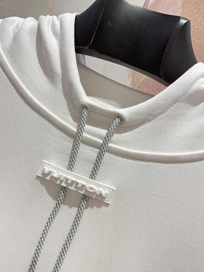 NIGO Louis Vuitton Men's Fall/Winter White Hooded Drawstring Logo Long Sleeve Sweatshirt Pullover #nigo72888