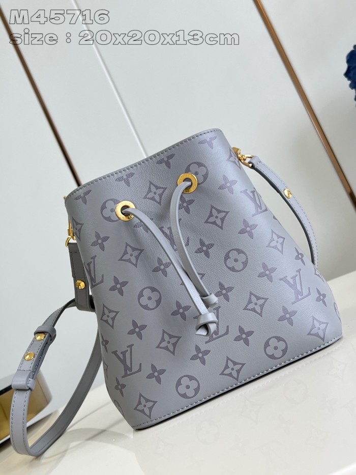 NIGO Louis Vuitton Women's Gray Letter Drawstring Closure Calfskin Shoulder Crossbody Handbag Bag Bags #nigo72882