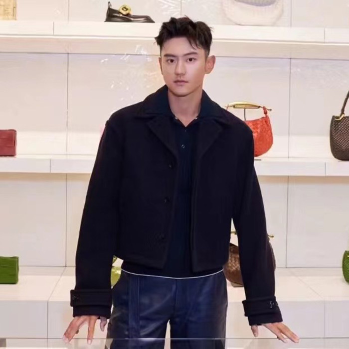 NIGO Bottega Veneta Men's Spring And Fall Solid Color Lapel Single-breasted Wool Jacket Black Suit Silhouette Fashion Casual Tweed Jacket  #nigo71565