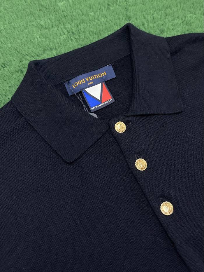 NIGO Louis Vuitton Men's Summer Short Sleeve Polo Shirt Navy Stripe Pattern T-Shirt #nigo72891
