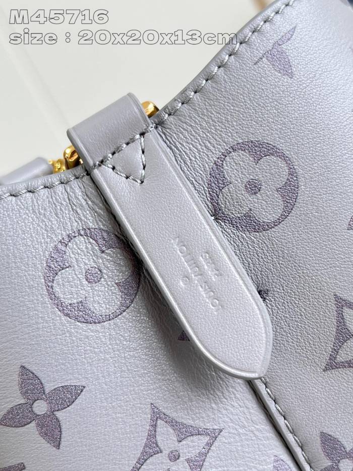 NIGO Louis Vuitton Women's Gray Letter Drawstring Closure Calfskin Shoulder Crossbody Handbag Bag Bags #nigo72882