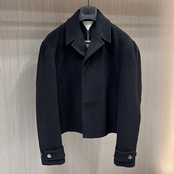 NIGO Bottega Veneta Men's Spring And Fall Solid Color Lapel Single-breasted Wool Jacket Black Suit Silhouette Fashion Casual Tweed Jacket  #nigo71565