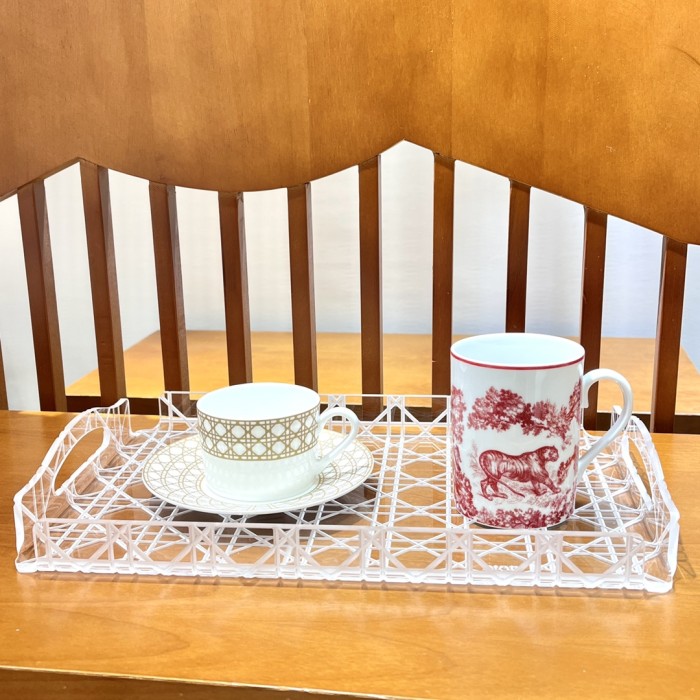 NIGO Dior Rattan Grid Acrylic Resin Tray Storage Sundries Classic Black Transparent Color Shelves Cup Holder Home Use  Accessories #nigo71567