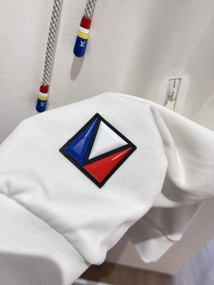 NIGO Louis Vuitton Men's Fall/Winter White Hooded Drawstring Logo Long Sleeve Sweatshirt Pullover #nigo72888
