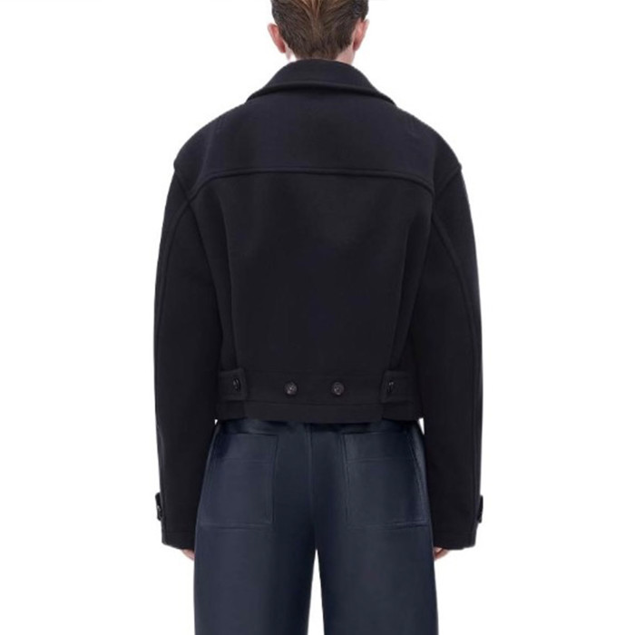 NIGO Bottega Veneta Men's Spring And Fall Solid Color Lapel Single-breasted Wool Jacket Black Suit Silhouette Fashion Casual Tweed Jacket  #nigo71565