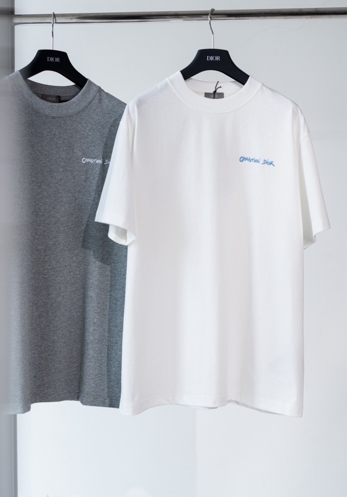 NIGO Dior Men's Summer Solid Color Embroidered Letter Logo Round Neck Cotton Short Sleeve T-Shirt #nigo72899