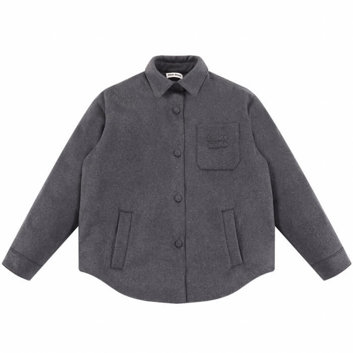 NIGO MiuMiu Women's Autumn and Winter Embroidery Letter Logo Tweed Down Long Sleeve Jacket #nigo72893