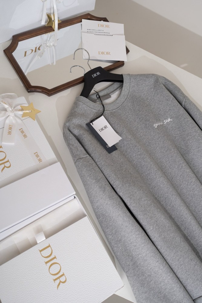 NIGO Dior Men's Spring and Autumn Gray Embroidered Letter Logo Round Neck Cotton Long Sleeve Sweatshirt Pullover #nigo72898
