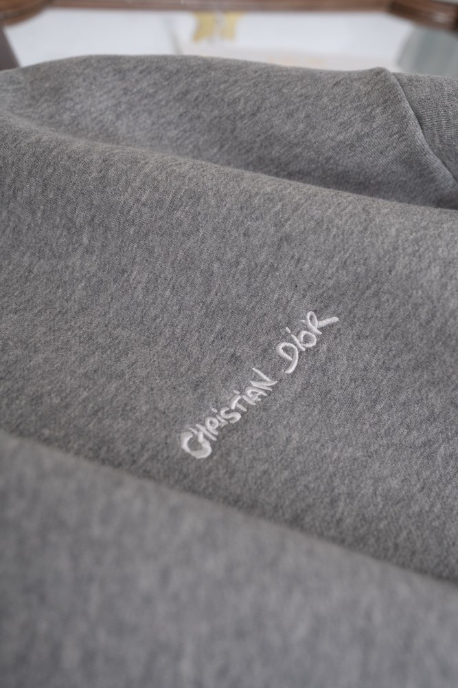 NIGO Dior Men's Spring and Autumn Gray Embroidered Letter Logo Round Neck Cotton Long Sleeve Sweatshirt Pullover #nigo72898