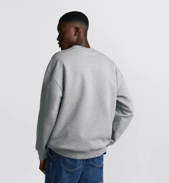 NIGO Dior Men's Spring and Autumn Gray Embroidered Letter Logo Round Neck Cotton Long Sleeve Sweatshirt Pullover #nigo72898
