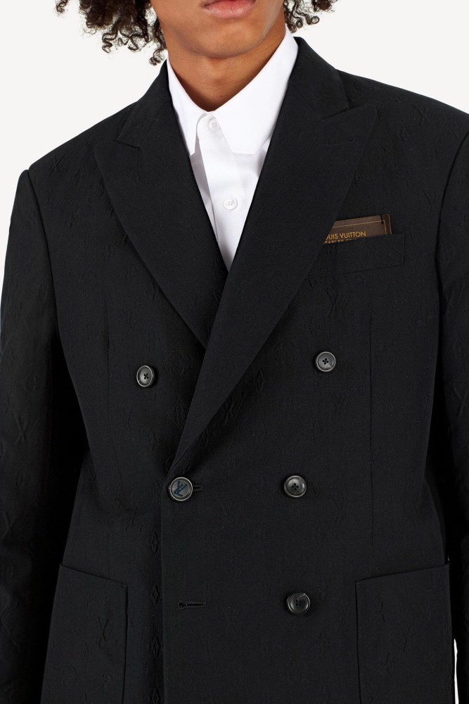 NIGO Louis Vuitton Men's Spring And Fall Solid Color Letters Dark Print Double Breasted Long Sleeved Suit Jacket Pants Suit Set #nigo72912