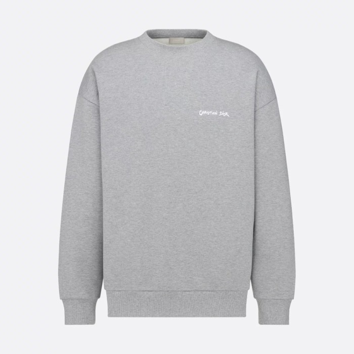 NIGO Dior Men's Spring and Autumn Gray Embroidered Letter Logo Round Neck Cotton Long Sleeve Sweatshirt Pullover #nigo72898