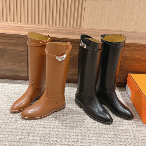 NIGO Hermes Women's Autumn and Winter Solid Color Simple Casual Leather Thigh High Boots Shoes #nigo72892