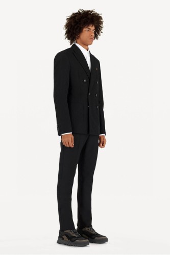 NIGO Louis Vuitton Men's Spring And Fall Solid Color Letters Dark Print Double Breasted Long Sleeved Suit Jacket Pants Suit Set #nigo72912