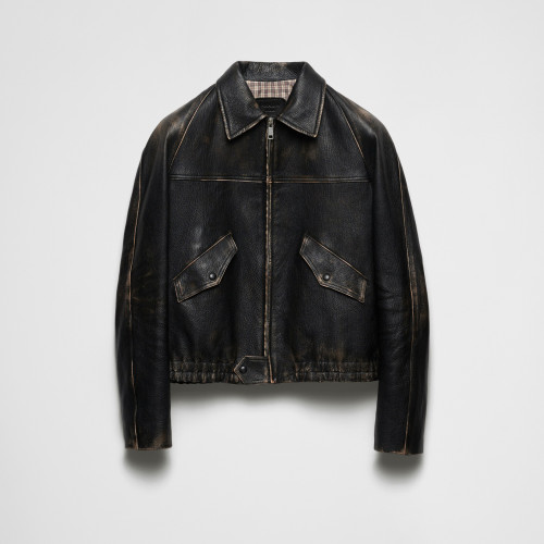 NIGO Prada Men's Women's Autumn And Winter Retro High Street Biker Wind Leather Jacket Lapel Zipper Jacket Coat  Ngvp #nigo8946