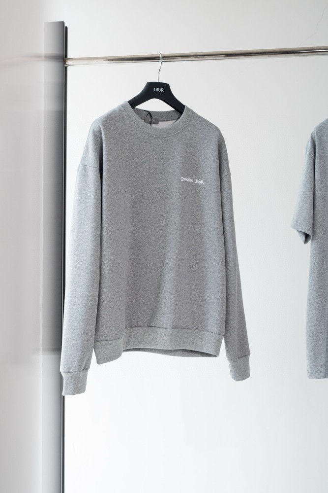 NIGO Dior Men's Spring and Autumn Gray Embroidered Letter Logo Round Neck Cotton Long Sleeve Sweatshirt Pullover #nigo72898