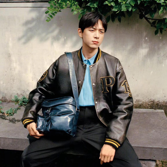 NIGO Prada Men's And Women's Fall And Winter Retro Letters High Street Leather Jacket Lapel Single-breasted Jacket Coat Ngvp #nigo9223