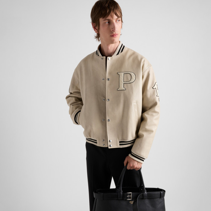 NIGO Prada Men's And Women's Fall And Winter Retro Letters High Street Leather Jacket Lapel Single-breasted Jacket Coat Ngvp #nigo9223