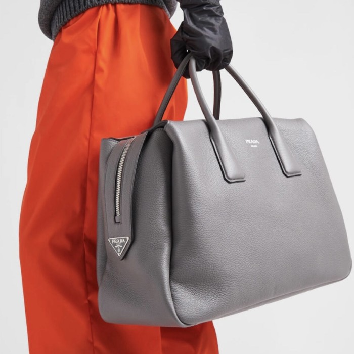 NIGO Prada Men's Solid Color Monogram Logo Zipper Closure Leather Tote Travel Bag Bags #nigo72919